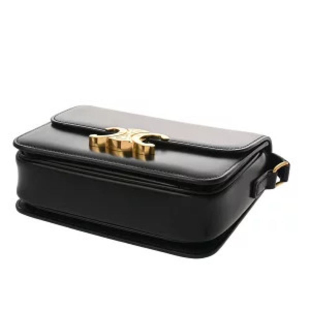 Celine Teen Triomphe Bag Black Shiny Calf Leather Shoulder - Picture 4 of 9